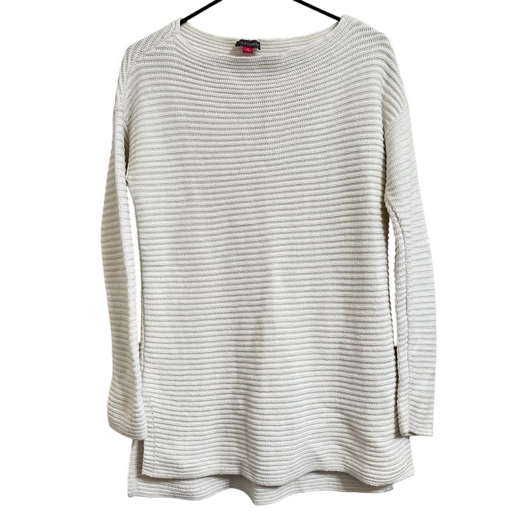 VINCE CAMUTO CHUNCKY KNIT BOATNECK LONG SLEEVE HI LOW TUNIC SWEATER‎ TOP SMALL